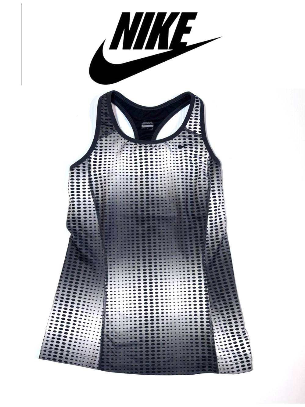 Nike Ombre Polka Dot Racerback Tank Top Black Grey M